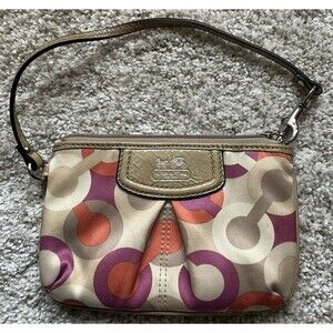 Coach Authentic Optic C  Colorful Patterned Wristlet Wallet EUC